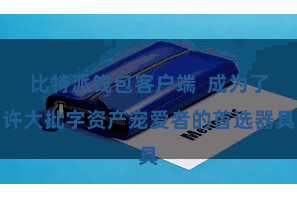 比特派钱包客户端 成为了许大批字资产宠爱者的首选器具