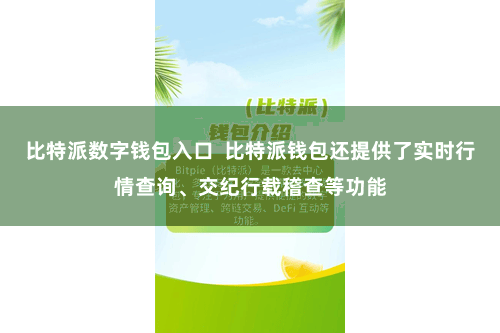 比特派数字钱包入口  比特派钱包还提供了实时行情查询、交纪行载稽查等功能